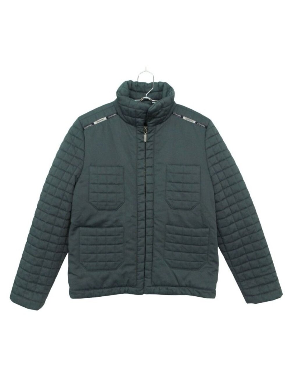 Chanel Jacket Choco Bar Quilted Zip Up Green